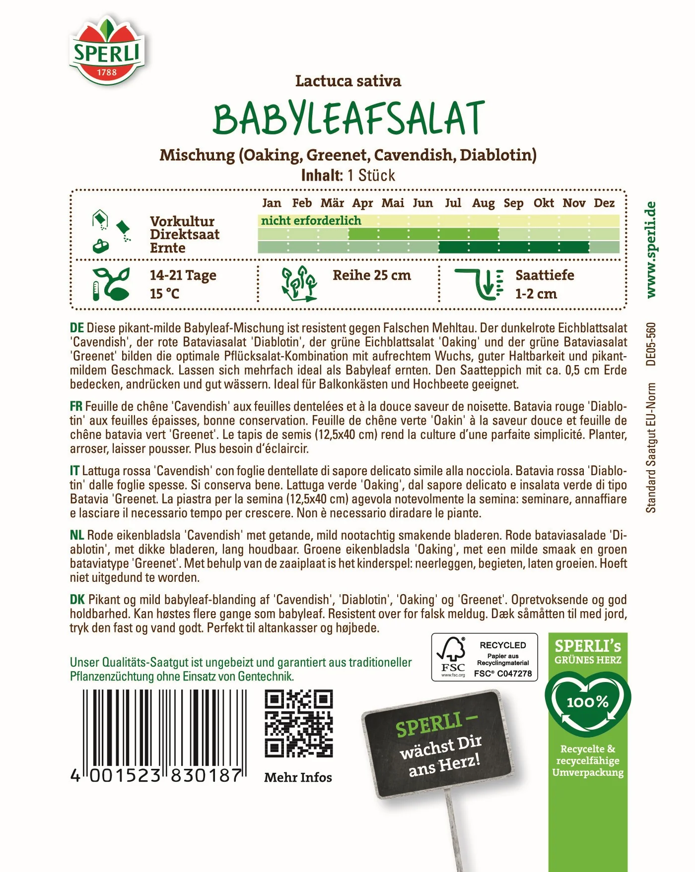 SPERLI Babyleafsalat-Samen Mischung, Saatteppich - Image 2