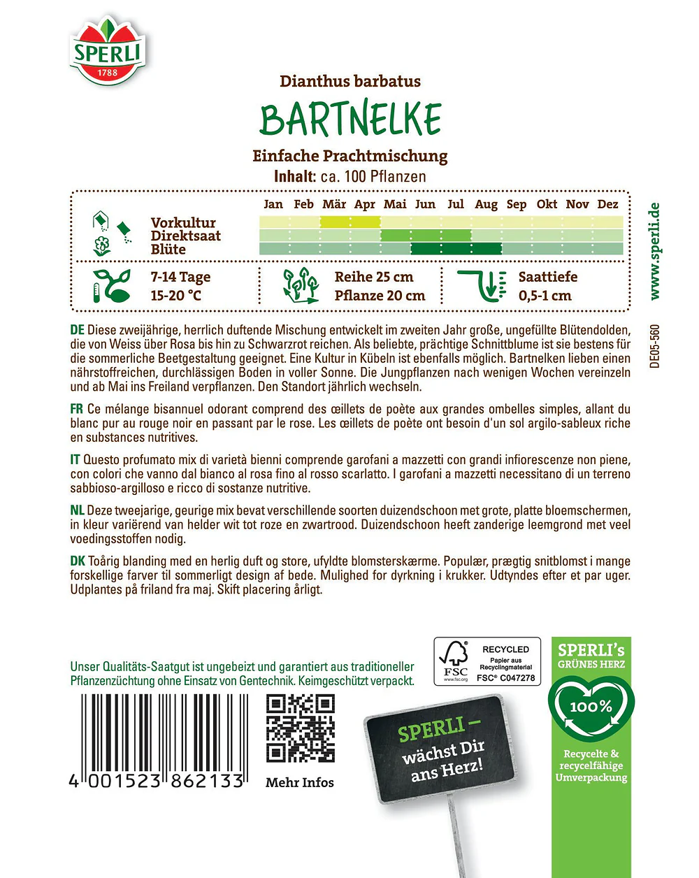 SPERLI Bartnelken-Samen "Einfache Prachtmischung" - Image 2
