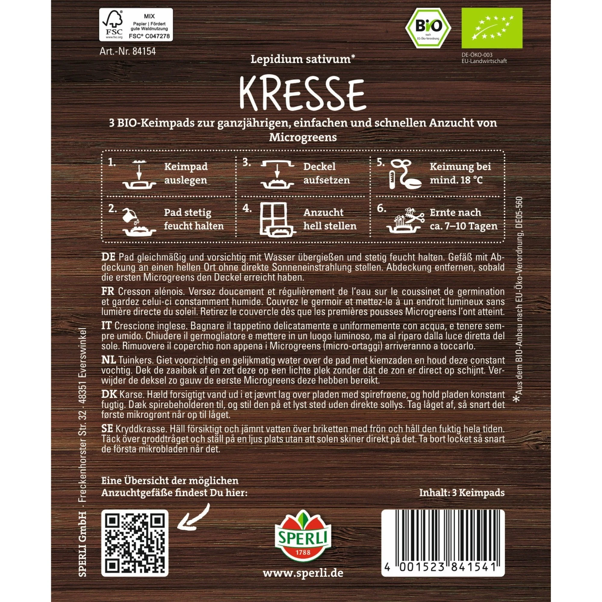 SPERLI BIO Microgreen-Pads Kresse - Image 2