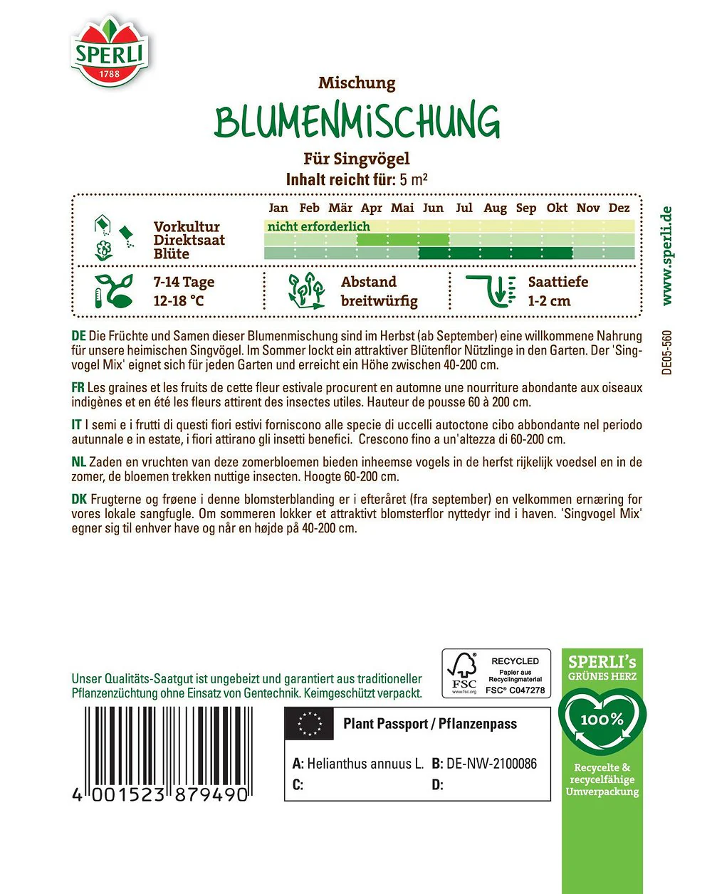 SPERLI Blumensamen-Mischung "Für Singvögel" - Image 2
