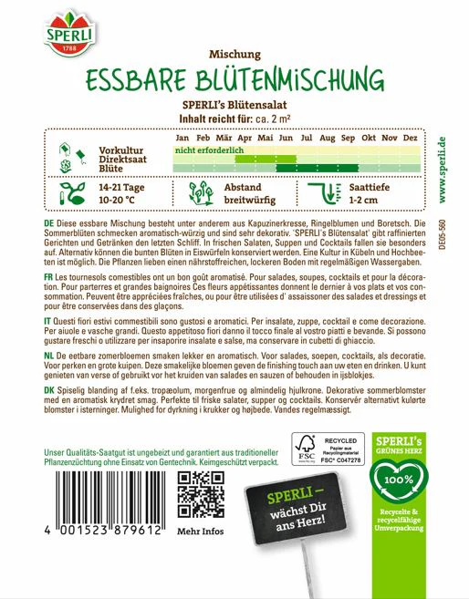 SPERLI Essbare Blütensamen-Mischung 'Blütensalat' - Image 2