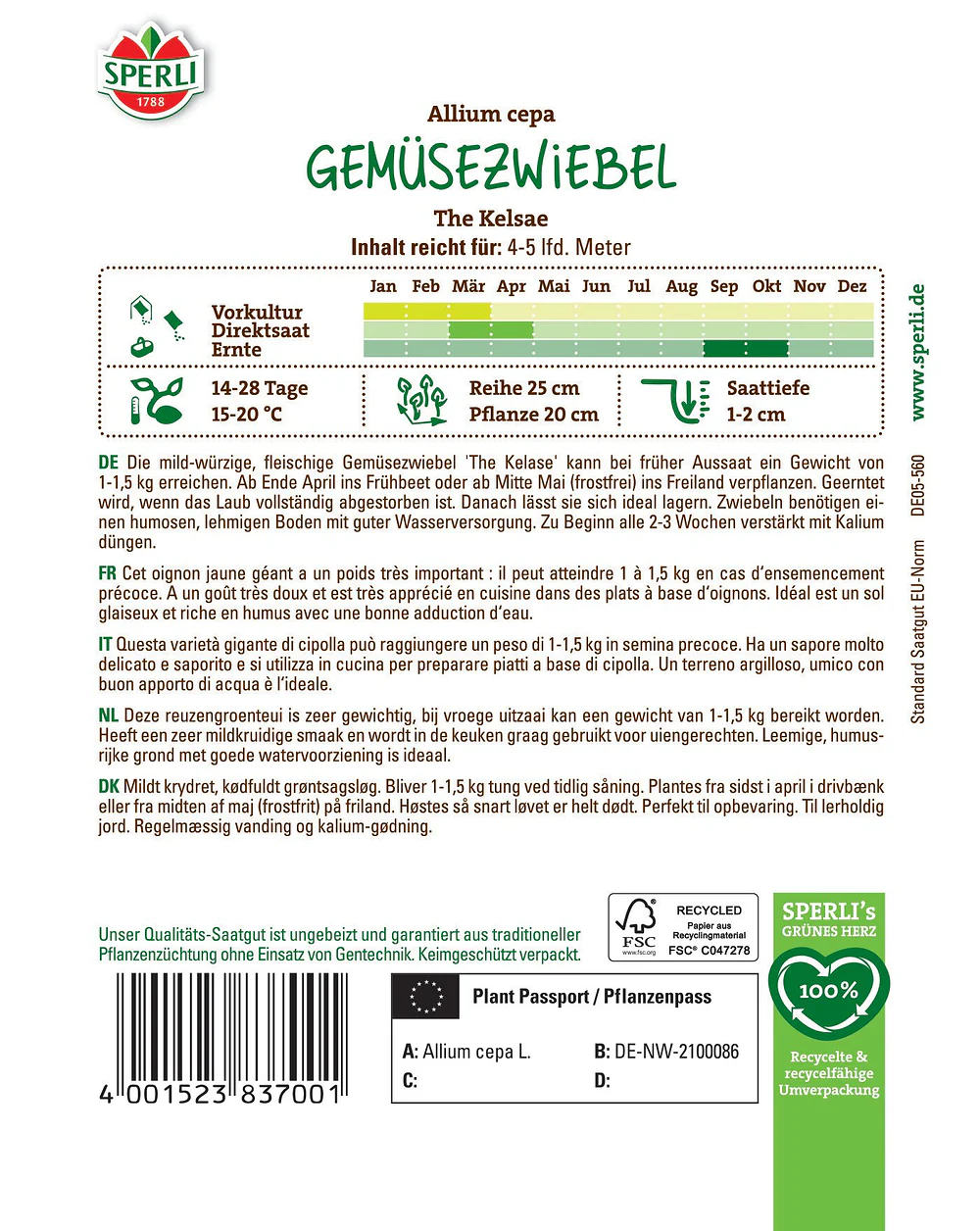 SPERLI Gemüsezwiebel-Samen 'The Kelsae' - Image 2