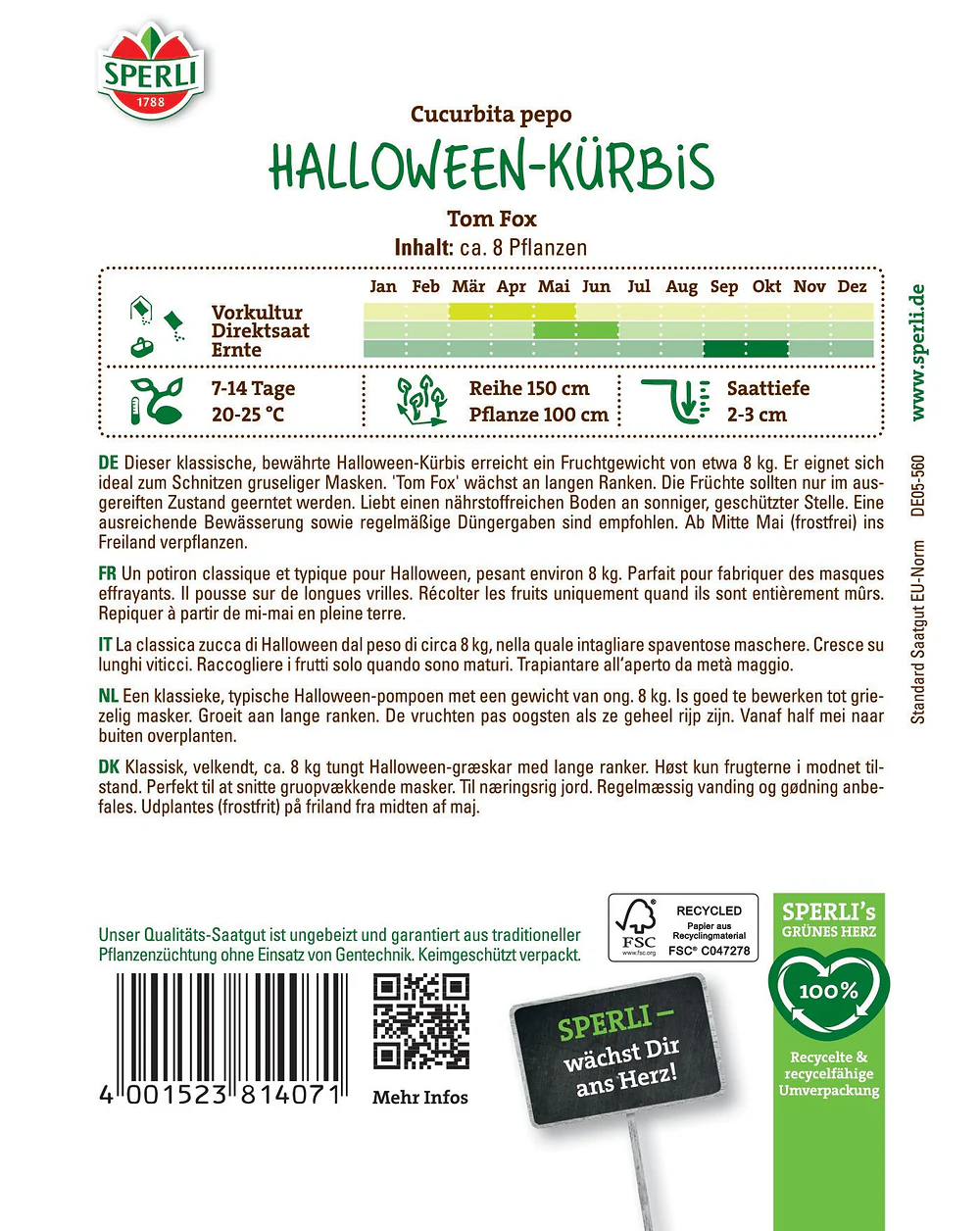 SPERLI Halloween Kürbis-Samen Tom Fox - Image 2