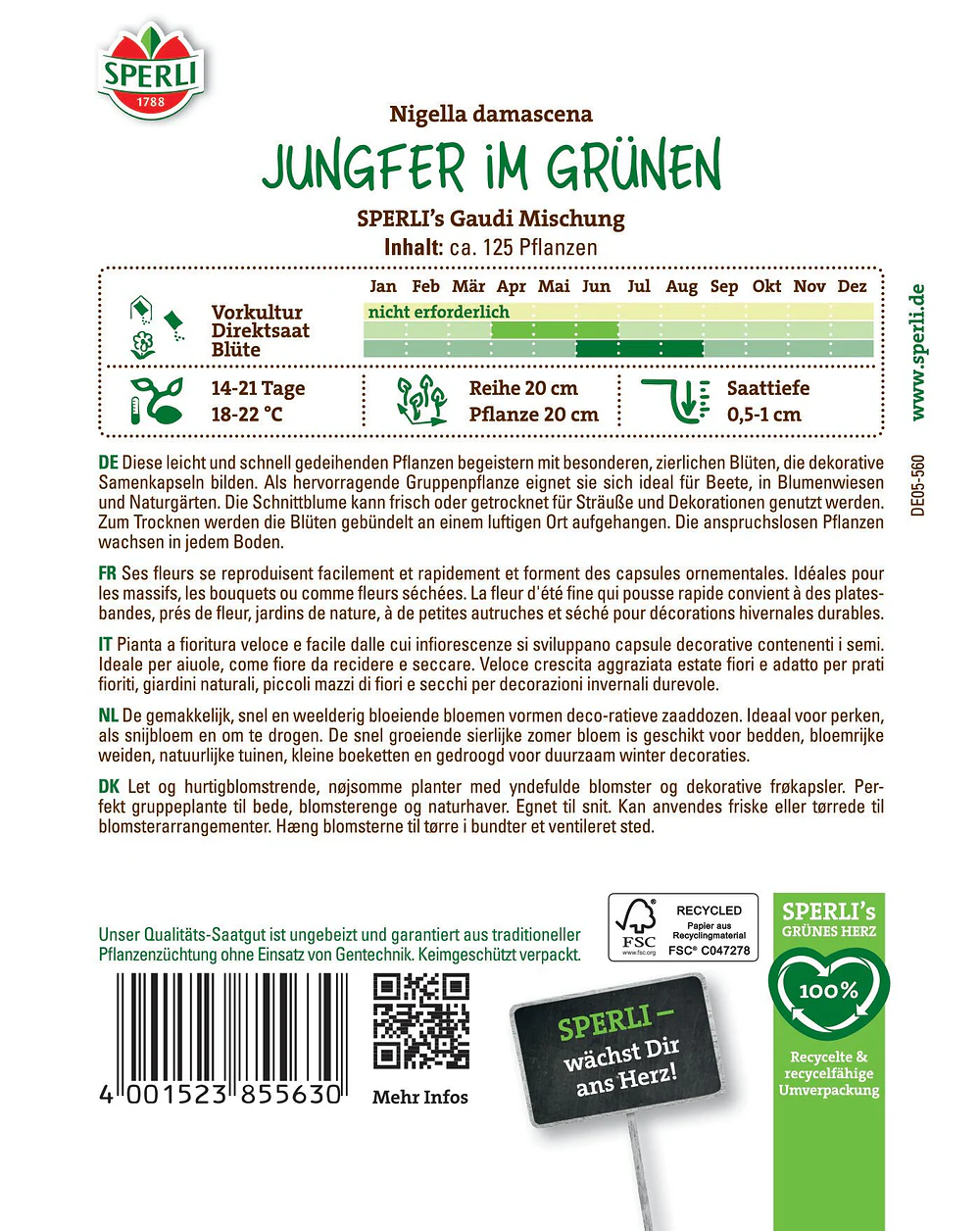 SPERLI Jungfer im Grünen-Samen 'Gaudi Mischung' - Image 2