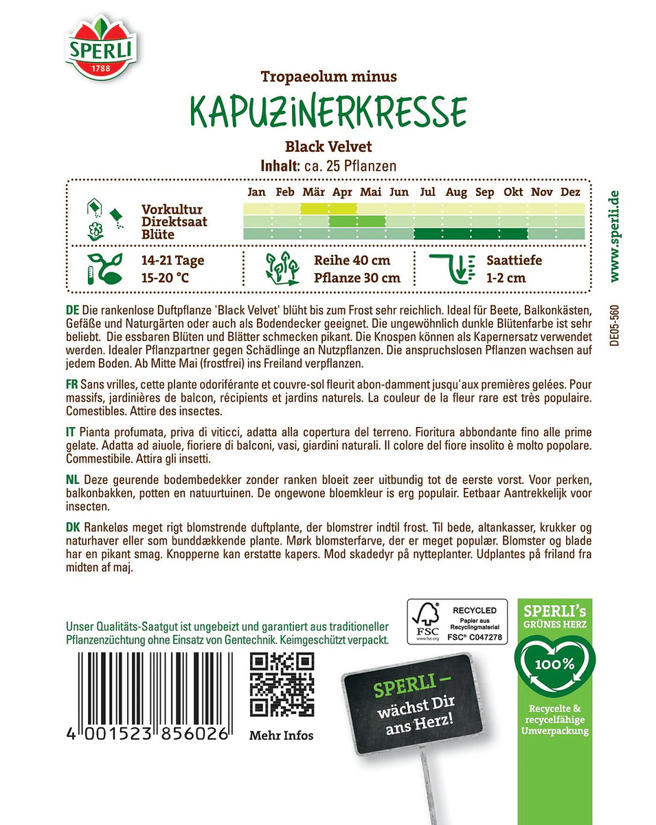 SPERLI Kapuzinerkresse-Samen 'Black Velvet' - Image 2