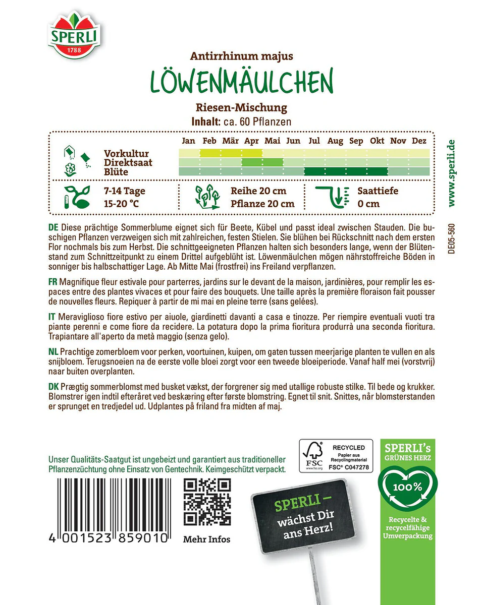 SPERLI Löwenmäulchen-Samen 'Riesen Mischung' - Image 2