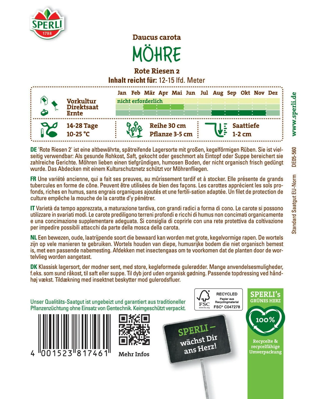 SPERLI Möhren-Samen 'Rote Riesen 2' - Image 2