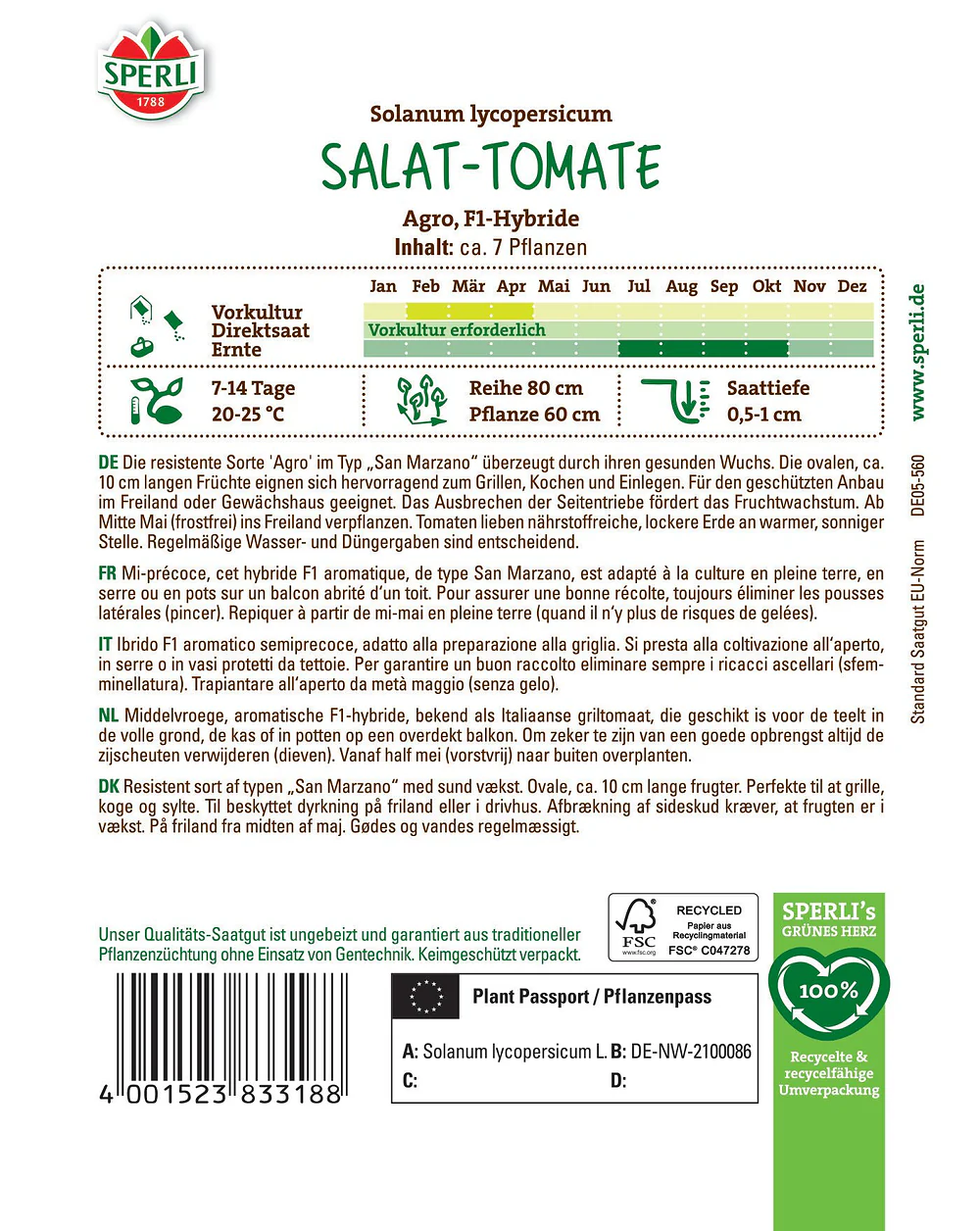 SPERLI Salat-Tomaten-Samen 'Agro', F1 - Image 2