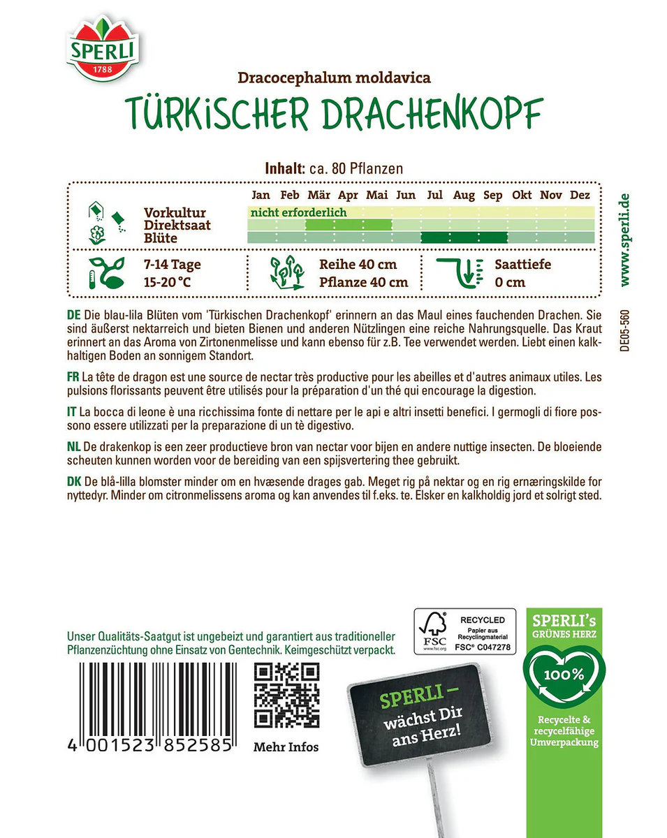 SPERLI Türkischer Drachenkopf-Samen - Image 2